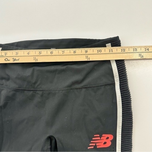 New Balance Women’s S Black Ribbed Sides W/ Stripe Running Ankle Active Leggings - Picture 10 of 13